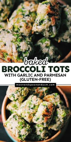 Try this easy appetizer recipe! Not only are these Baked Broccoli Tots with Garlic and Parmesan a delicious and fun party snack, but they are also healthy. These broccoli bites are also gluten-free, nut-free, and soy-free. Definitely one of the best game day recipes! Broccoli Tots Recipes, Garlic Parmesan Broccoli, Gluten Free Family Meals, Broccoli Tots, Gluten Free Recipes Appetizers, Gluten Free Party Food, Baked Broccoli, Healthy Party Snacks, Broccoli Bites