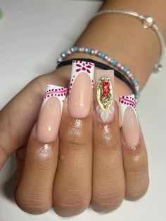 Nails For Nursing Students, Short Virgencita Nails, Virgencita Nails Short, White Virgencita Nails, Virgin Mary Nails Designs, Nails With Virgin Mary, Pink Virgencita Nails, Red Virgencita Nails, Green Virgencita Nails