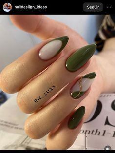 Nails Inspo Green, Forest Green Nail Designs, ليلو وستيتش, Heart Nails, Short Acrylic Nails