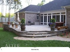 a patio with steps leading up to it