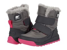 SOREL Kids Whitney II Strap (Toddler/Little Kid) - Kids Shoes : Quarry : Whether you're building snowmen, trekking through a snow-covered hike, or heading off to school, the SOREL Kids Whitney II Strap boots were designed to deliver. These kids' snow boots boast a waterproof boot that seals the elements out with durable waterproof nylon construction featuring 200g insulation, a comfy cuff, and soft fleece lining. Sturdy, dual hook-and-loop strap closure. Faux fur cuff and lining for a touch of a Girls Winter Boots, Kids Snow Boots, Boot Straps, Mid Boots, Snow Angels, Snowboard Boots, Mary Jane Flats, Winter Snow Boots, Girls Boots