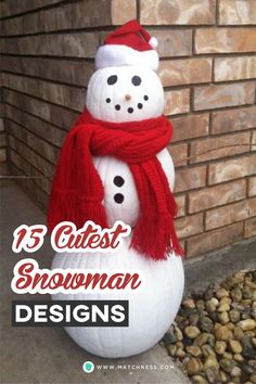 a snowman made out of an inflatable ball with the words 15 cute snowman designs