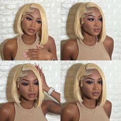 PRODUCT FEATURES Item: 613 Short Bob Straight Human Hair Wigs 13x4/4x4 Blonde Lace Front WigsHair Material: 100% Virgin Human Hair, 10A Grade, No Really Shedding, No Tangle, No Bad Smell.Hair Color: 613 Blonde ColorHair Length: 10-16 inch are availableWig Cap Size/ Circumference: Average Size, 13*4 & 4*4 lace /Lace Front WigTexture: Straight Hair, Natural Hairline, Soft, Comb Easily, Can Re-style and Color well.Lace Net: 13*4 Lace frontal /4*4 type lace, HD Lace Color, Pre-plucked with Baby Hair Lace Frontal Bob, Curling Straight Hair, My First Wig, Bob Cut Wigs, Color Rubio, Blonde Bob Wig, Straight Blonde Hair, Bob Lace Front Wigs, Blonde Lace Front Wigs