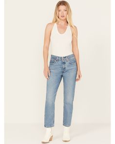 Model is 5'8" wearing a size 26x26. 100% cotton. Button-fly closure. 5 pocket styling. High rise. Fitted through hip and thigh. Levis Women, Get Directions, Boots For Sale, Levis Jeans, Cropped Jeans, Athens, Jeans And Boots, Levi's, High Rise