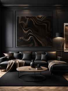 Draped in Luxury: Where Velvet Sofas Are Comfier Than Hugs Black Walls Living Room, Dark Living Room Ideas, Dark Living Rooms, Black Living Room, Living Room Decor Inspiration, Brown Living Room, Dark Interiors