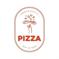 the logo for pizza in town, which has been designed to look like it is flying through