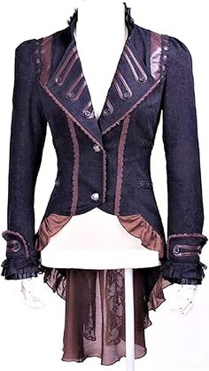 Steampunk Gothic Military Laced Blazer Tailcoat Jacket (XXL, Black) at Amazon Women’s Clothing store Steampunk Mode, Steampunk Outfits, Moda Steampunk, Steampunk Woman, Black Tapestry, Mode Steampunk