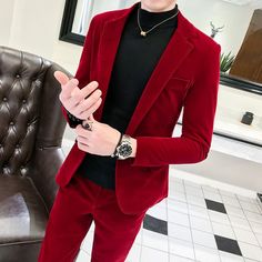 Mens Velvet Suit, Red Velvet Suit, Red Suits, Green Suit Men, Mens Party Wear, Luxury Suit, Suits Men Slim, Suits Groom, Prom Suits For Men