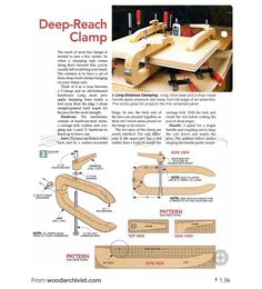 the instructions for how to make a deep - reach clamp with woodworking tools