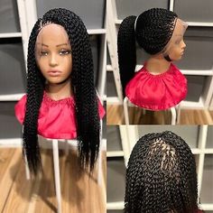 Braided Water melon Wig. Made on a full lace wig.length is 24inches Long.black. | eBay Braded Wig, Crochet Styles For Black Women, Braidless Crochet, Braided Wigs For Black Women, Hair Crochet, Fancy Nails Designs, Braided Wigs, Braided Wig, Being A Girl