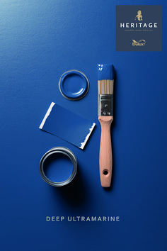 Dulux Heritage Deep Ultramarine Blue Pallet Color, Dulux Heritage Colours, Deep Ultramarine, Blue Pallets, Blue Wall Colors, House Paint Interior, Romantic Ideas, Dulux Heritage, Good Color Combinations