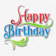 happy birthday card with colorful swirls on white background