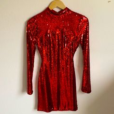 Super Fun And Sexy Red Dress Perfect For A Special Occasion. Never Worn With Original Tags. Bought For Myself But Sadly Didn’t Fit So I Know Someone Will Be Able To Rock This :) Also Includes Extra Pearl Hook Flirty Red Sequined Mini Dress, Dress For Festival, Backless Sweater, Open Back Dress, Red Sequin, Open Back Dresses, Stretchy Dress, Dresses Backless, Chinese Dress