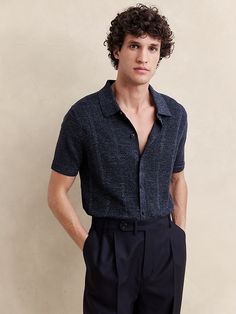 Giorgio Linen-Cotton Resort Shirt | Banana Republic Business Casual Menswear, Josh Aesthetic, Wedding Guest Men, Quality Outfits, Cocktail Attire Men, Clothing Board, Mens Wedding Attire, Fits Ideas, Resort Shirt