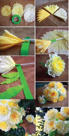 how to make tissue paper flowers with scissors and ribbon - step by step instructions on how to make them