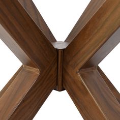 a close up view of a wooden table with an interesting design on the top and bottom