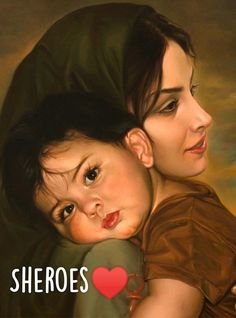 a painting of a woman holding a child