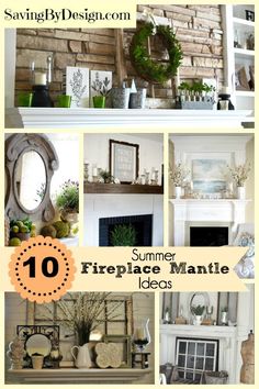 the top ten fireplace mantles are decorated with greenery and other things to decorate