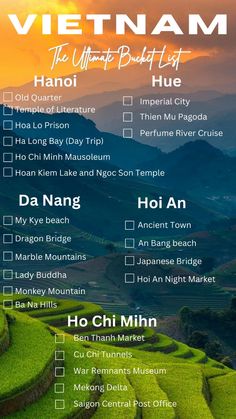 Things to do in the major cities in Vietnam What To Do In Vietnam, Vietnam Places To Visit, Asia Travel Bucket List, Places To Visit In Vietnam, Traveling Bucket List, Vietnam Places, Vietnam Adventure, Vietnam Bucket List, Bucket List Places To Visit