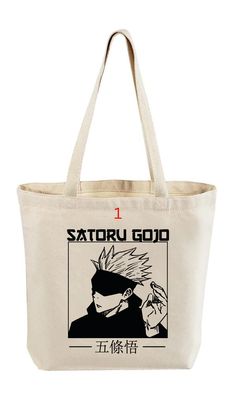 a tote bag with an image of the character sairou gohan on it