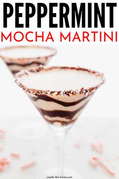 chocolate peppermint mocha martini with text overlay