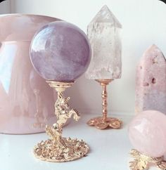 Rose quartz, amethyst, crystals Aesthetics Photography, Watch This Space, Witch Aesthetic, Crystal Decor, 판타지 아트