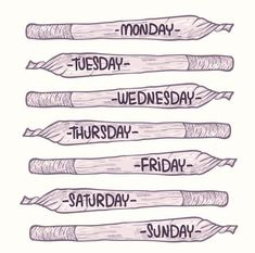 hand drawn days of the week with pencils