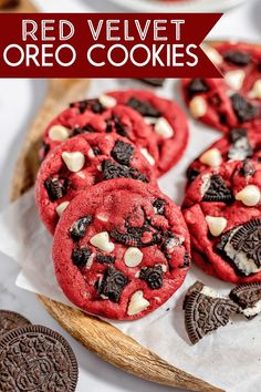 red velvet oreo cookies with white chocolate chips