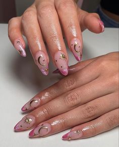 Rosalia Foot Tattoo, Nails Gelx Ideas, Over The Top Nail Designs, Ethereal Nail Art, Divine Feminine Nails, Glam Pink Nails, Cool Almond Nails, Velvet Nails Acrylic, Kali Uchis Nail Ideas