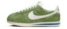 Elevate your sneaker game with these stylish Nike Cortez Women's Athletic Shoes in Vintage Green Suede 'Chlorophyll' (FJ2530-300). These shoes are designed to provide comfort, breathability, and arch support, making them perfect for various activities like cycling, boxing, and even walking. The low-top shoe shaft style and lace-up closure add to the overall style of the shoes, while the features like cushioning and customizability make them a perfect fit for everyone. These shoes come in a size 6 with UK Shoe Size 3.5, EU Shoe Size 36.5, and are a part of the Nike Women's Cortez product line. The shoes are made with high-quality suede material that adds durability and style to the shoes. Whether you are running, jogging, or want to look chic while running errands, these shoes are perfect f Nike Cortez Green, Nike Cortez Vintage, Suede Shoes Women, Plateau Sneaker, Basket Vintage, Vintage Sneakers, Green Sneakers, Nike Vintage, Vintage Suede