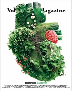 a magazine cover with an image of a heart made out of plants and flowers on it