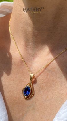 A wonderful Soviet sapphire pendant. The bright, electric blue sapphire is rubover set in rose cut and sits in an understated kite shaped surround. Pure class from the USSR. Rose Gold Chain, Sapphire Pendant, Vintage Soviet