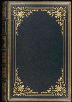 a black and gold book with an ornate border