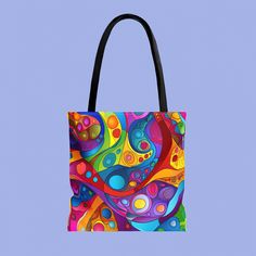 Abstract Tote Bag Canvas Aesthetic Birthday Gift Colorful Tote Modern Art Tote Bag For Women Gift For Mom Beach Tote Bag Summer Bag Art. Made from reliable materials, lasting for seasons. 𝐃𝐄𝐓𝐀𝐈𝐋𝐒 🌺 100% Polyester 🌺 Boxed corners 🌺 Black inner stitching, transparent thread on hems. 🌺 Black cotton handles 🌺 With non-woven laminate inside 🌺 3 sizes: Small, Medium and Large 🌺 Assembled in the USA from globally sourced parts Shipping information: 𝐇𝐎𝐖 𝐓𝐎 𝐎𝐑𝐃𝐄𝐑: 1. Select size 2. Select quantity 3. Add to cart 𝐘𝐎𝐔 𝐌𝐈𝐆𝐇𝐓 𝐀𝐋𝐒𝐎 𝐋𝐈𝐊𝐄: https://joyfulgardencrafts.etsy.com/listing/1571360288/colorful-fantasy-coffee-mug-intricate https://joyfulgardencrafts.etsy.com/listing/1642988620/chinese-new-year-dragon-garden-flag https://joyfulgardencrafts.etsy.com/listing/16 Fun Handmade Bags For Daily Use, Colorful Retro Tote Bag, Colorful Large Capacity Shoulder Bag, Playful Red Bag For Gift, Rainbow Everyday Bags For Summer, Purple Square Bag For Gift, Multicolor Square Bag With Adjustable Strap, Retro Multicolor Large Capacity Bag, Retro Multicolor Bag With Large Capacity