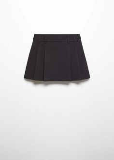 Pleated mini-skirt - Women | Mango USA Mini Length Lined Skort For Office, Office Mini Length Lined Skort, Office Mini Lined Skirt, Office Mini Skort With Lined Skirt, Office Mini Pleated Skirt, Office Mini Skirt Short Length Lined, Office Wear Short Length Lined Mini Skirt, Elegant Workwear Shorts With Lined Skirt, Chic Short Relaxed Skirt