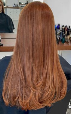 Haircut For Ginger Hair, Ginger Hair On Brunette, Different Ginger Hair Colors, Brunette Ginger Highlights, Copper Hair On Brunettes, Faded Copper Hair, Copper Hair Gloss, Copper Gloss Hair, Level 7 Copper Hair