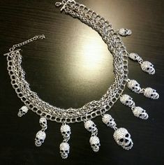 Stunning! Big Bling Rhinestone Skull Collar Necklace! | Halloween | Punk | Rock N Roll | Gently Used - Stainless Steel, Stones & Mixed Metal Costume Jewelry | Lobster Clip W/ Adjustable Chain Extension | Comfortable Fit | Length: 17-19in Shop With A Purpose... When You Buy From Me, You Get A Gift That Keeps On Giving! I Donate A Portion Of All My Sales To Animals With Special Needs: Rescue/Rehabilitation & Preservation; Senior/Disabled Pets; Professional Working Dogs & Guide Animal Services. Skull Print Party Jewelry, Skull Collar, Rhinestone Skull, Working Dogs, Mixed Metals, Special Needs, Rock N, Collar Necklace, Punk Rock