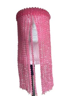 Pink beaded face veil mask, intricately crafted with acrylic beads.   One size fits all (adult). Strong stretchy headdress with beads that covers most of the face. Veil Mask, Face Veil, Desired Reality, Costume Masks, Costume Mask, Virginia Beach, Face Cover, Acrylic Beads, Headdress