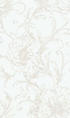 a white wallpaper with flowers on it