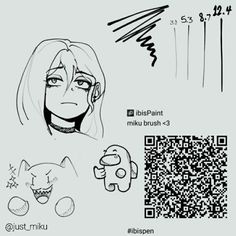 an anime character's face with different facial expressions and the qr code on it