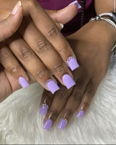 Expensive Acrylic Nail Designs, Purple Kaws Nails Short, Baddie Short Acrylic Nails Square White, Purple Overlay Nails, Short Acrylic Nails Square Vacation, Purple Kaws Nails, Pink Nails Square Short, Shorties Nails Square Design, Purple Simple Nails