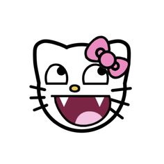 an animated hello kitty face with a pink bow on it's head