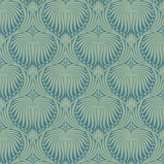 a blue and green wallpaper with an intricate design on the front, in shades of teal