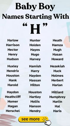 baby boy names starting with h