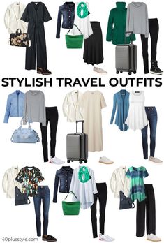 an image of stylish travel outfits with text overlay that says stylish travel outfits