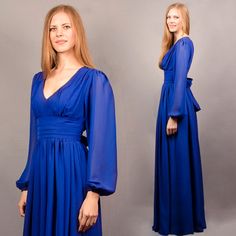 "V-neck Dress With Sleeves ● The perfect formal dress ● Does not leave anyone indifferent lover of comfort, elegance and quality ● Can be made in different colors! (write what you want in the comments to the order) ● Beautiful V-neck ● Long sleeves ● Beautiful chiffon belt tied at the back ● Flowy skirt is made with two layers of the chiffon ● Standard length 153cm (60 inches) fits as full length dress ● We can make a dress with custom length if you need Please, find your size in STANDARD SIZE G Fitted Chiffon V-neck Dress For Formal Occasions, Flowy A-line V-neck Dress For Formal Occasions, Flowy A-line V-neck Dress For Formal Events, Formal Flowy A-line V-neck Dress, Flowy Maxi-length V-neck Dress For Formal Occasions, Formal Fitted Chiffon V-neck Dress, Flowy V-neck Dresses For Gala, Formal Empire Waist Maxi Dress For Prom Season, Formal Empire Waist Maxi Dress For Prom