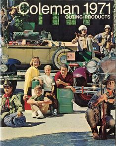 an old photo of some people and cars on the cover of a magazine or book