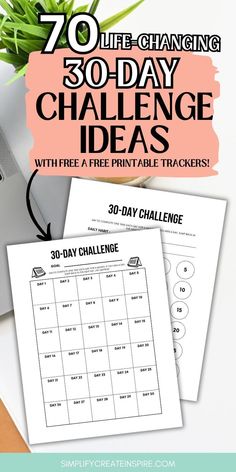 the free printable 30 day challenge with text overlay