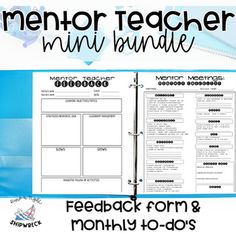 a notebook with the words mentor teacher mini bundle on it