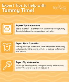 an info sheet with instructions on how to use tummy time for babies and toddlers